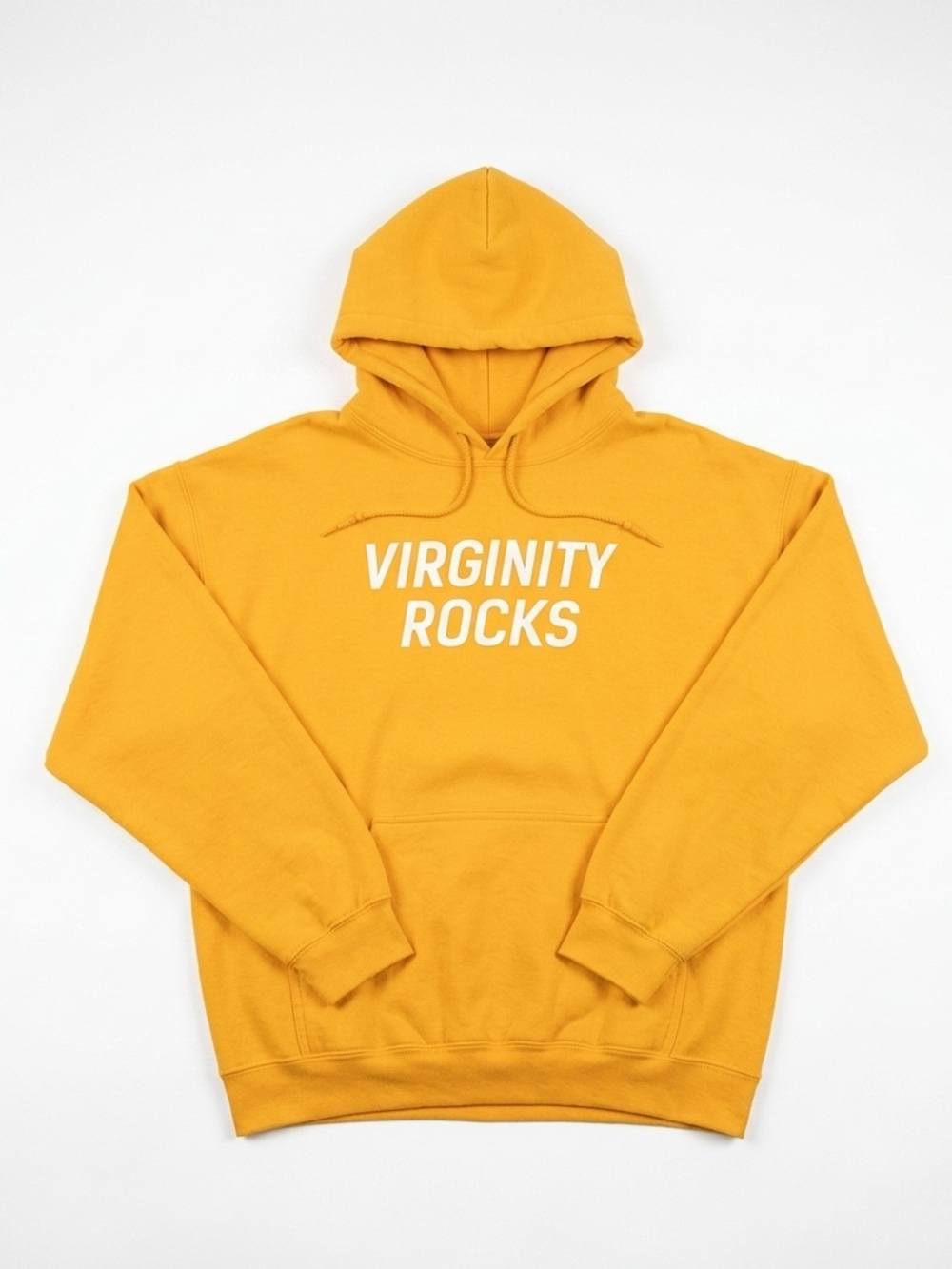 Yellow Graphic Hoodie Sweatshirt - "Virginity Rocks"